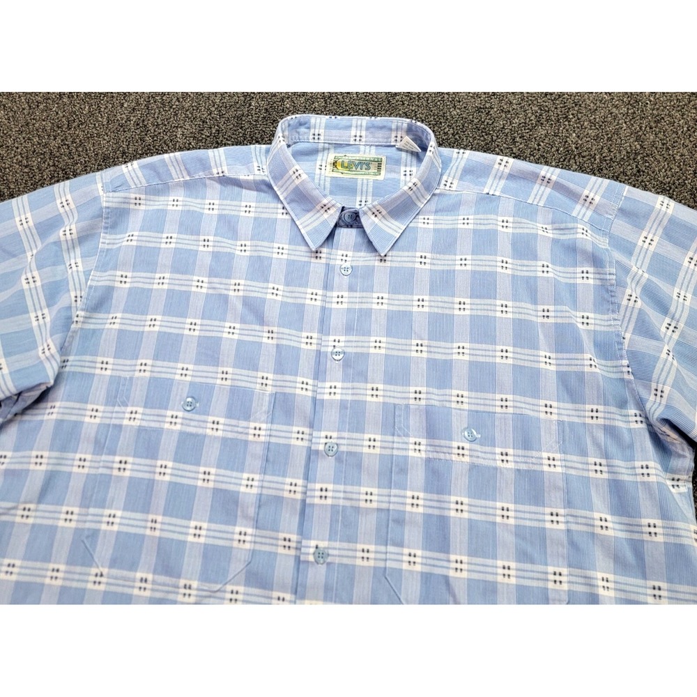 Levis Shirt Mens XL Blue Plaid International Collection Vintage 90s Dad Vacation